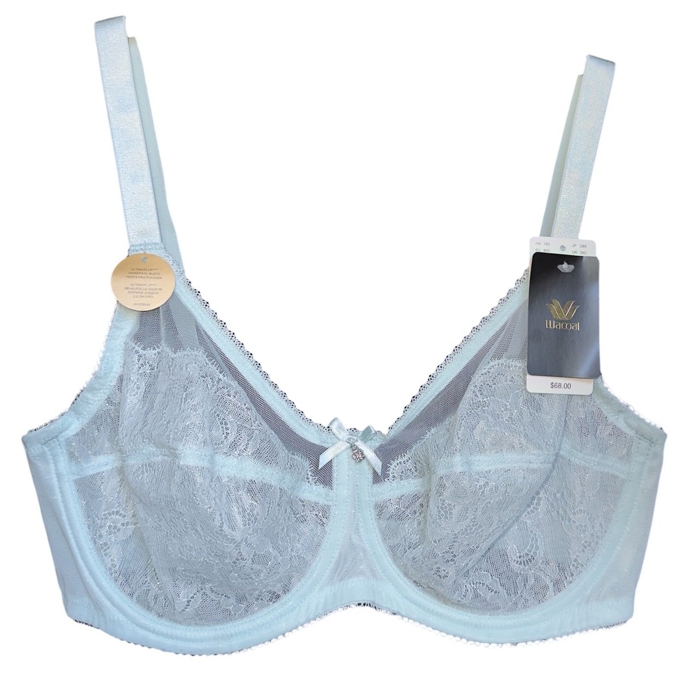 Wacoal 36D Pastel Blue Ultimate Lift Lace Underwire Bra NWT